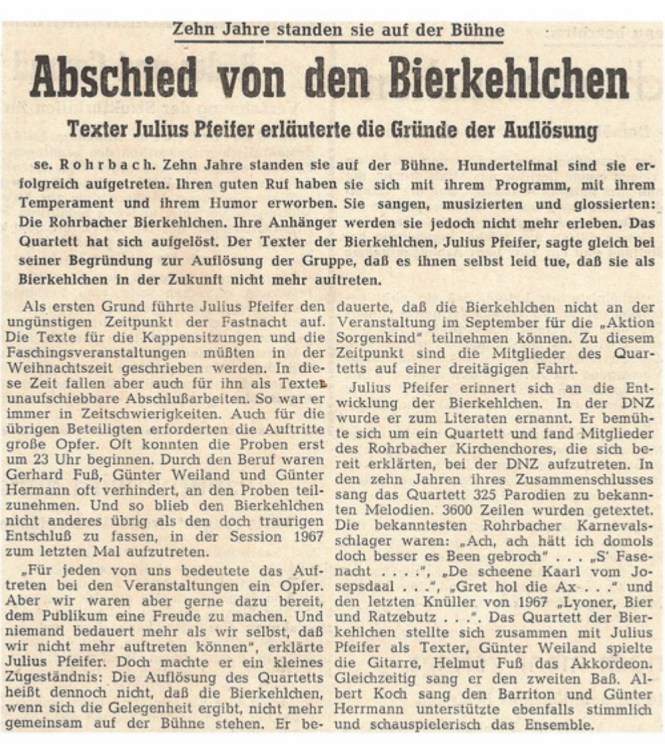 Die Saarbrücker Zeitung berichtet über die 4 Bierkehlchen