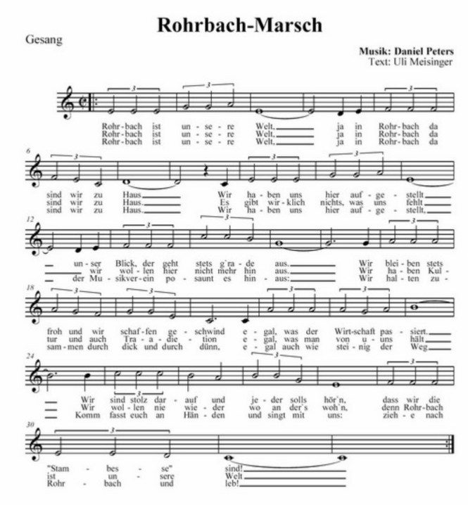 Daniel Peters, Mitglied des Großen Orchesters komponiert im Jahr 2007 den Rohrbach-Marsch. Den Text hierzu schreibt Uli Meininger. Erstmals wird er beim 28. Alt-Rohrbach-Fest 2007 aufgeführt