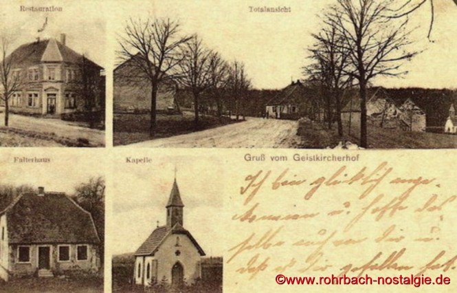 Postkarte aus dem Jahr 1909 vom Geistkircherhof mit Kapelle