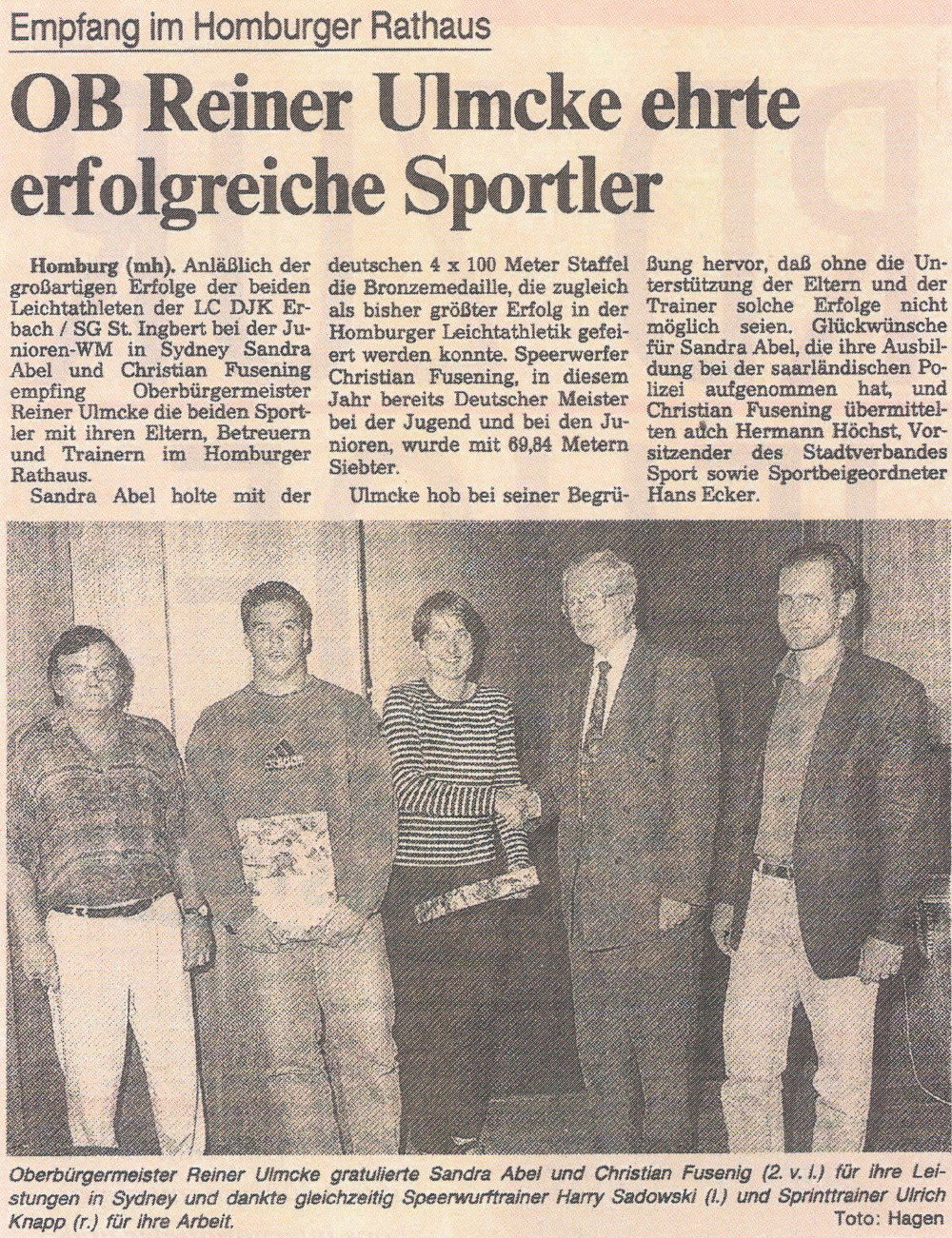 Ehrung durch die Stadt Homburg