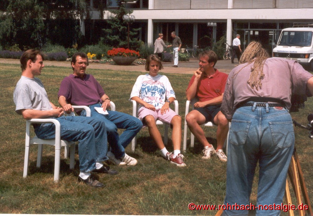 8. juli 1991: Fernsehinterview beim Saarländischen rundfunk. auf dem Foto von links: